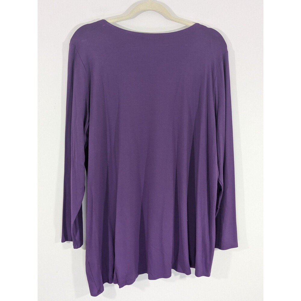 Eileen Fisher Tunic Women Purple Asymmetrical Hem Long Sleeve Viscose Sz 2X - Picture 7 of 7